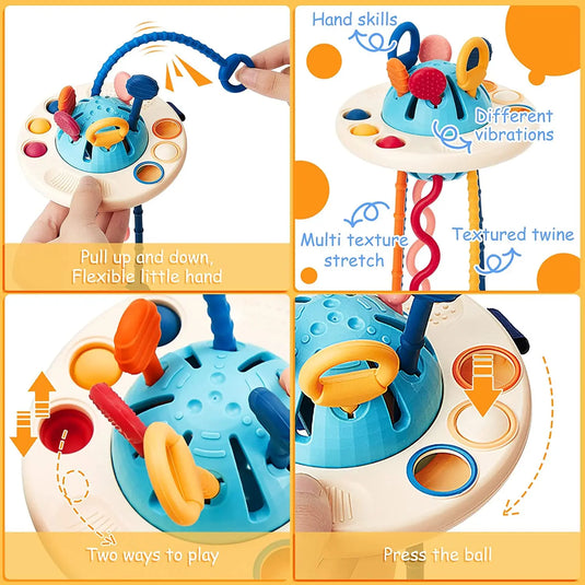 Montessori-Spielzeug für Babys: Zieh-Schnur-Sensory Toy