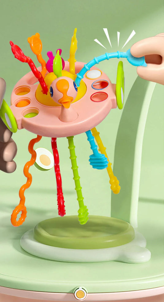 Montessori-Spielzeug für Babys: Zieh-Schnur-Sensory Toy