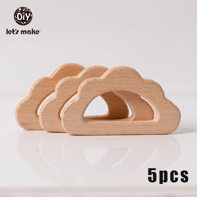 Load image into Gallery viewer, 5er Set Holz-Beißringe: BPA-freie Tier-Pacifier Anhänger
