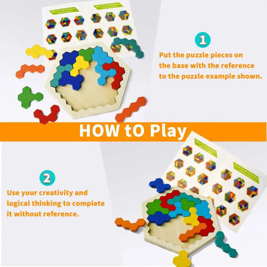 3D Sechseckige Holzpuzzles