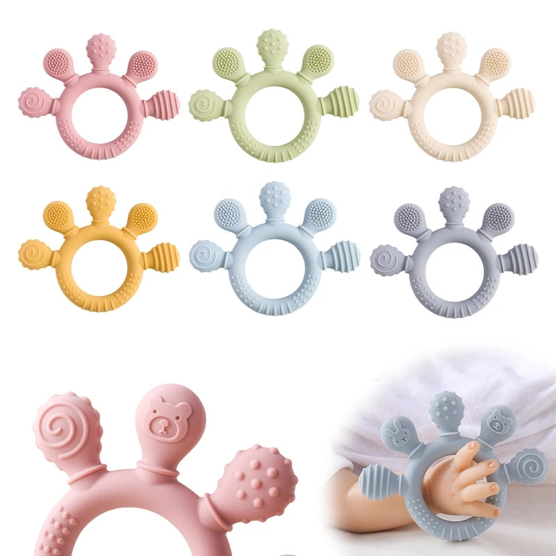 Load image into Gallery viewer, Silikon-Beißring für Babys: Lebensmittelechtes Sensory Toy
